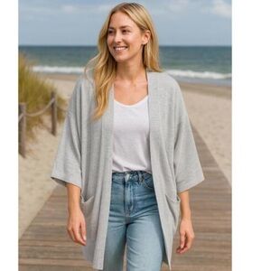 DONNI. Anthropologie OSFA Sandwash Draped Open Front Cardigan Jacket